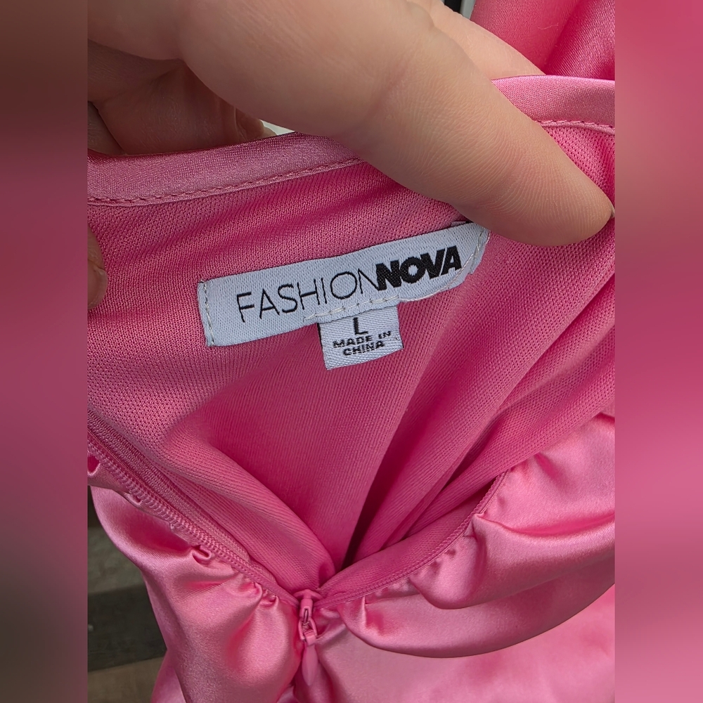 Pink Satin Dress Mini With String Back - Picture 4 of 4